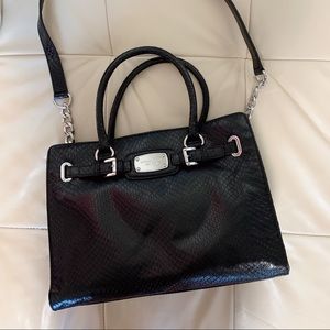 New Michael Kors Black Croc Embossed Bag